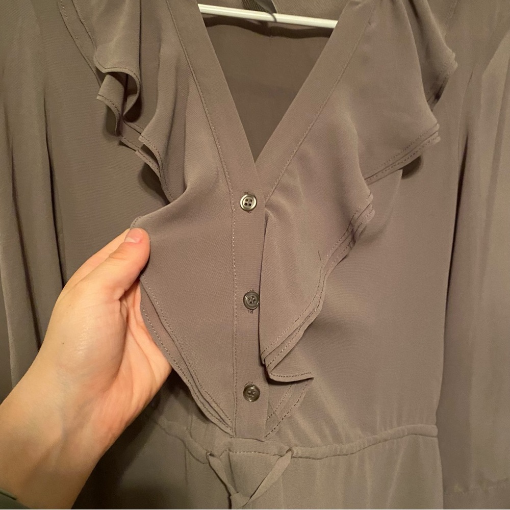 H&M Solid Gray Simple Button Down Long Sleeved Ru… - image 4